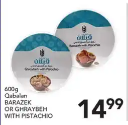 Pete's Fresh Market 600g Qabalan BARAZEK OR GHRAYBEH WITH PISTACHIO offer