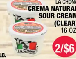 Carnicerias Jimenez LA CHONA CREMA NATURAL (CLEAR) 16 OZ offer