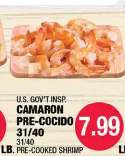 Carnicerias Jimenez U.S. GOV'T INSP. CAMARON PRE-COCIDO 31/40 offer