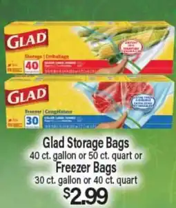 Angelo Caputo's Fresh Market Glad Storage Bags 40 ct. gallon or 50 ct. quart or Freezer Bags 30 ct. gallon or 40 ct. quart offer