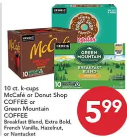 Pete's Fresh Market 10 ct. k-cups McCafe or Donut Shop COFFEE or Green Mountain COFFEE offer