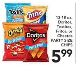 Pete's Fresh Market 13-18 oz. Doritos, Tostitos, Fritos, or Cheetos PARTY SIZE CHIPS offer