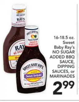 Pete's Fresh Market 16-18.5 oz. Sweet Baby Ray's NO SUGAR ADDED BBQ SAUCE, DIPPING SAUCES, or MARINADES offer