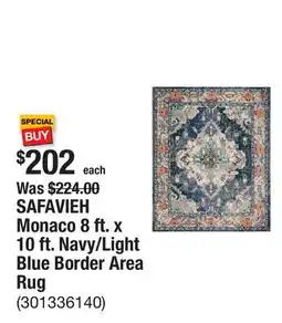 The Home Depot SAFAVIEH Monaco 8 ft. x 10 ft. Navy/Light Blue Border Area Rug offer
