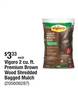 The Home Depot Vigoro 2 cu. ft. Premium Brown Wood Shredded Bagged Mulch offer