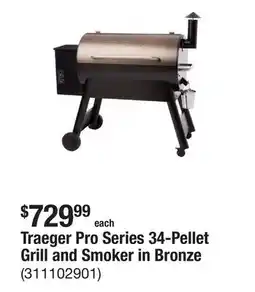 The Home Depot Traeger Pro Series 34-Pellet Grill and Smoker in Bronze offer
