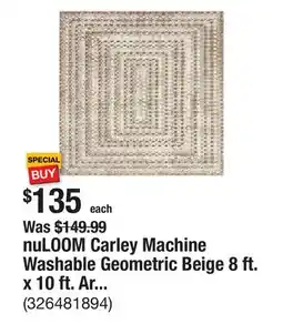 The Home Depot nuLOOM Carley Machine Washable Geometric Beige 8 ft. x 10 ft. Area Rug offer