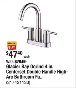 The Home Depot Glacier Bay Dorind 4 in. Centerset Double Handle High-Arc Bathroom Faucet in Polished Nickel offer