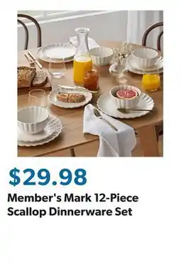 Sam's Club Member's Mark 12-Piece Scallop Dinnerware Set offer
