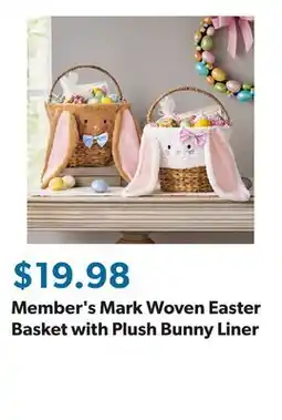 Sam's Club Member's Mark Woven Easter Basket with Plush Bunny Liner offer