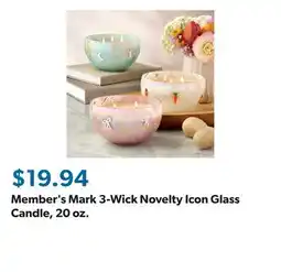 Sam's Club Member's Mark 3-Wick Novelty Icon Glass Candle, 20 oz offer