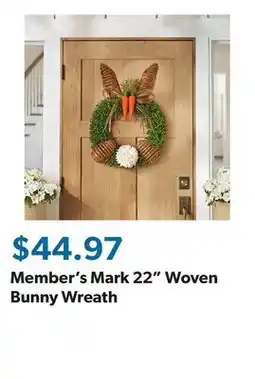 Sam's Club Member's Mark 22 Woven Bunny Wreath offer
