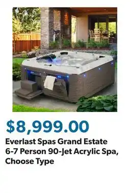 Sam's Club Everlast Spas Grand Estate 6-7 Person 90-Jet Acrylic Spa, Choose Type offer