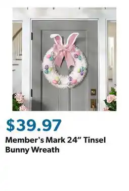 Sam's Club Member's Mark 24 Tinsel Bunny Wreath offer
