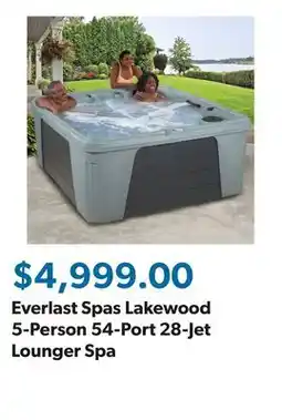 Sam's Club Everlast Spas Lakewood 5-Person 54-Port 28-Jet Lounger Spa offer