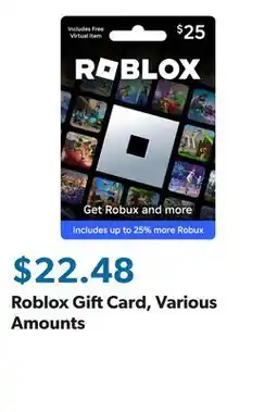 Sam's Club Roblox Gift Card, Various Amounts offer