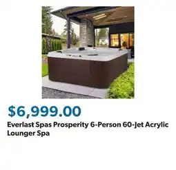 Sam's Club Everlast Spas Prosperity 6-Person 60-Jet Acrylic Lounger Spa offer