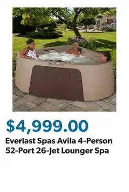 Sam's Club Everlast Spas Avila 4-Person 52-Port 26-Jet Lounger Spa offer