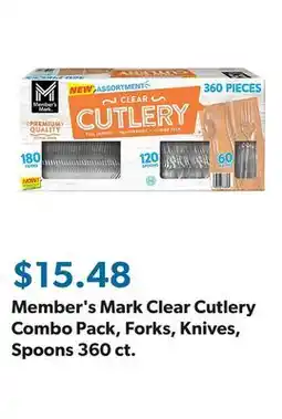 Sam's Club Member's Mark Clear Cutlery Combo Pack, Forks, Knives, Spoons 360 ct offer