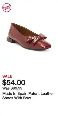 TJ Maxx Made In Spain Patent Leather Shoes With Bow offer