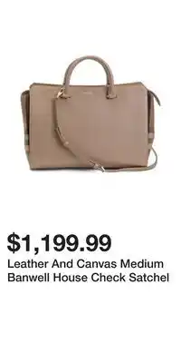 TJ Maxx Leather And Canvas Medium Banwell House Check Satchel offer