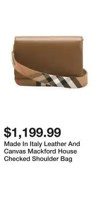 TJ Maxx Made In Italy Leather And Canvas Mackford House Checked Shoulder Bag offer