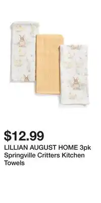 TJ Maxx LILLIAN AUGUST HOME 3pk Springville Critters Kitchen Towels offer