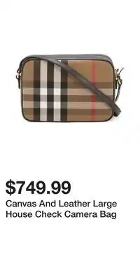 TJ Maxx Canvas And Leather Large House Check Camera Bag offer