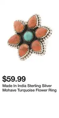 TJ Maxx Made In India Sterling Silver Mohave Turquoise Flower Ring offer