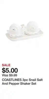 TJ Maxx COASTLINES 3pc Snail Salt And Pepper Shaker Set offer