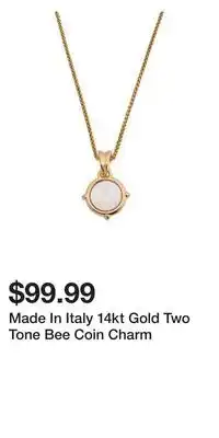 TJ Maxx Made In Italy 14kt Gold Two Tone Bee Coin Charm offer