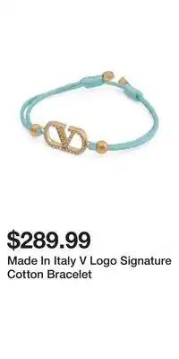 TJ Maxx Made In Italy V Logo Signature Cotton Bracelet offer