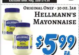 Trade Fair Supermarket ORIGINAL ONLY - 30 OZ. JAR HELLMANN'S MAYONNAISE offer