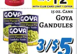 Trade Fair Supermarket 15 OZ. CANS GOYA GANDULES offer