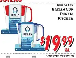 Trade Fair Supermarket Blue or Red BRITA 6 Cup Denali Pitcher offer