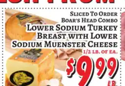 Trade Fair Supermarket Boar's Head Combo Lower Sodium Turkey Breast with Lower Sodium Muenster Cheese offer