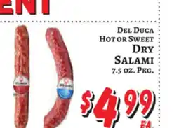Trade Fair Supermarket Del Duca Hot or Sweet Dry Salami offer