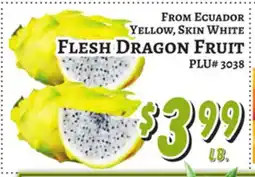 Trade Fair Supermarket FROM ECUADOR YELLOW, SKIN WHITE FLESH DRAGON FRUIT offer