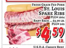 Trade Fair Supermarket FRESH GRAIN FED PORK ST. LOUIS SPARE RIBS offer