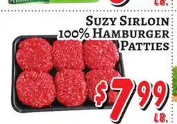 Trade Fair Supermarket SUZY SIRLOIN 100% HAMBURGER PATTIES offer