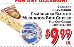 Trade Fair Supermarket GERMANY CHAMPIGNON Cambozola Blue OR Mushroom Brie Cheese offer