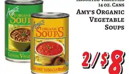 Trade Fair Supermarket ASSORTED VARIETIES 14 OZ. CANS Amy's Organic Vegetable Soups offer