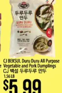 Hmart CJ BEKSUL Duru Duru All Purpose Vege Vegetable and Pork Dumplings offer