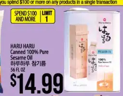 Hmart HARU HARU Canned 100% Pure Sesame Oil offer