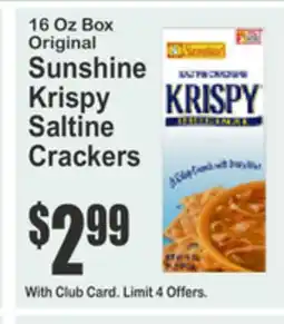 SuperFresh Original Sunshine Krispy Saltine Crackers 6 Oz Box, Assorted Popcorn Snacks 7 Oz Bag offer