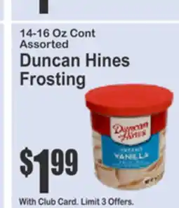 SuperFresh Duncan Hines Frosting Classic or Sugar Cookie offer