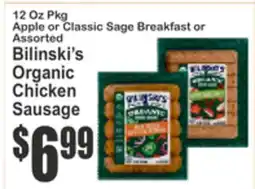 SuperFresh Bilinski's Organic Chicken Sausage offer