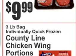 SuperFresh 3 Lb Bag Individually Quick Frozen County Line Chicken Wing Portions offer