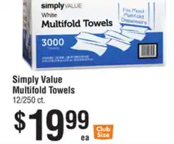 Smart & Final Simply Value Multifold Towels offer