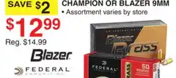 Dunham's Sports FEDERAL CHAMPION OR BLAZER 9MM offer